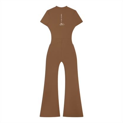 Women’s Tight Flared Leg Quarter-Zip Jumpsuit