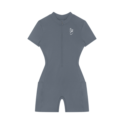 Women's Quarter-Zip Short Sleeve Romper