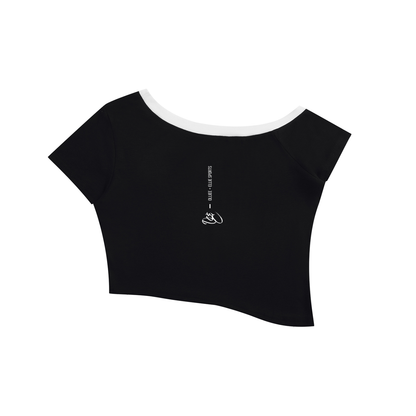 Color Block Off-the-Shoulder T-Shirt