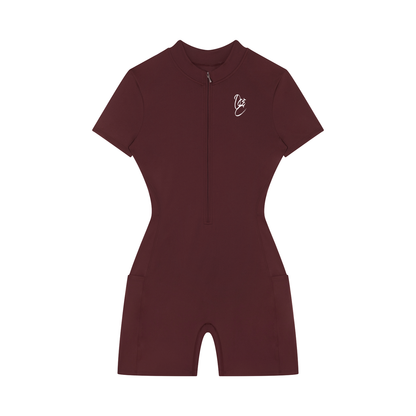 Women's Quarter-Zip Short Sleeve Romper