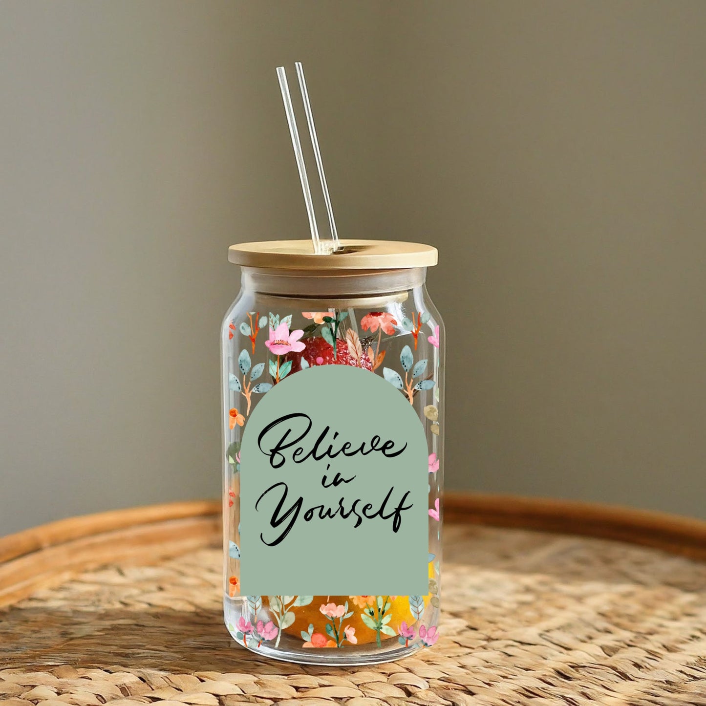 Believe in yourself glass tumbler