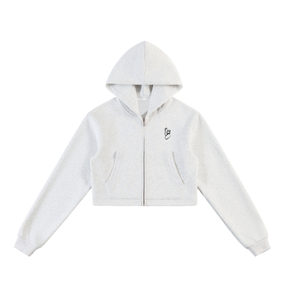 Essential Cropped Zip-Up Hoodie