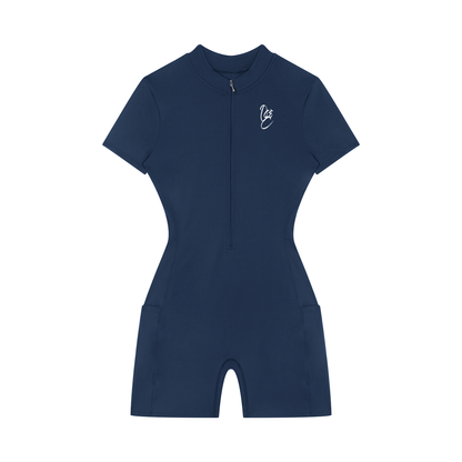 Women's Quarter-Zip Short Sleeve Romper