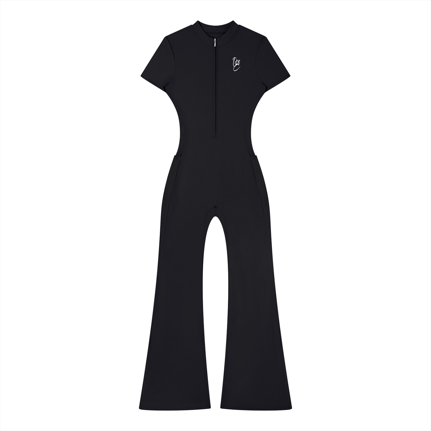 Women’s Tight Flared Leg Quarter-Zip Jumpsuit