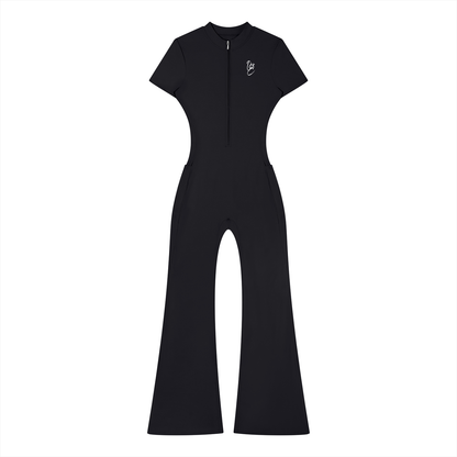 Women’s Tight Flared Leg Quarter-Zip Jumpsuit