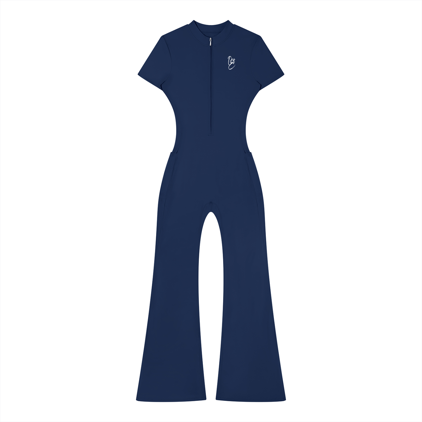 Women’s Tight Flared Leg Quarter-Zip Jumpsuit