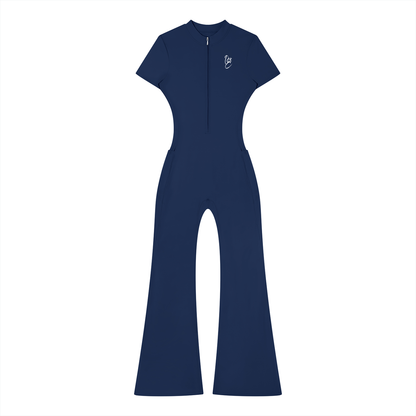 Women’s Tight Flared Leg Quarter-Zip Jumpsuit