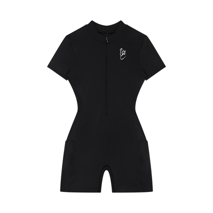 Women's Quarter-Zip Short Sleeve Romper