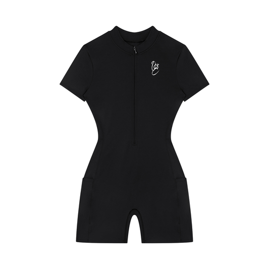 Women's Quarter-Zip Short Sleeve Romper