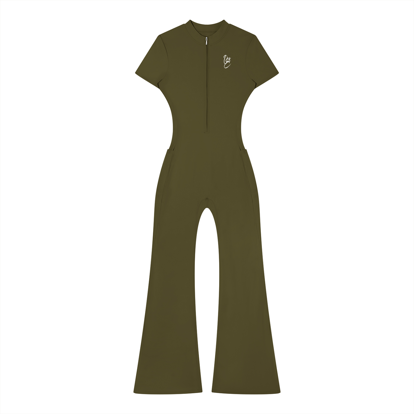 Women’s Tight Flared Leg Quarter-Zip Jumpsuit