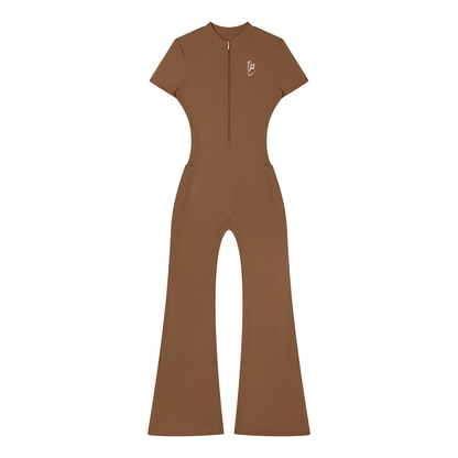 Women’s Tight Flared Leg Quarter-Zip Jumpsuit