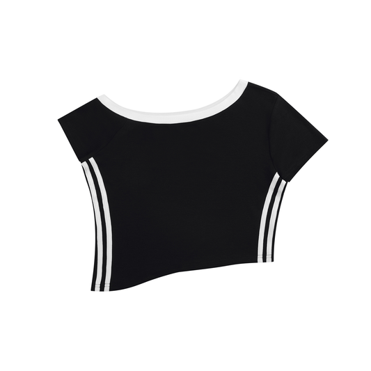 Color Block Off-the-Shoulder T-Shirt