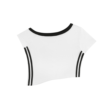 Color Block Off-the-Shoulder T-Shirt