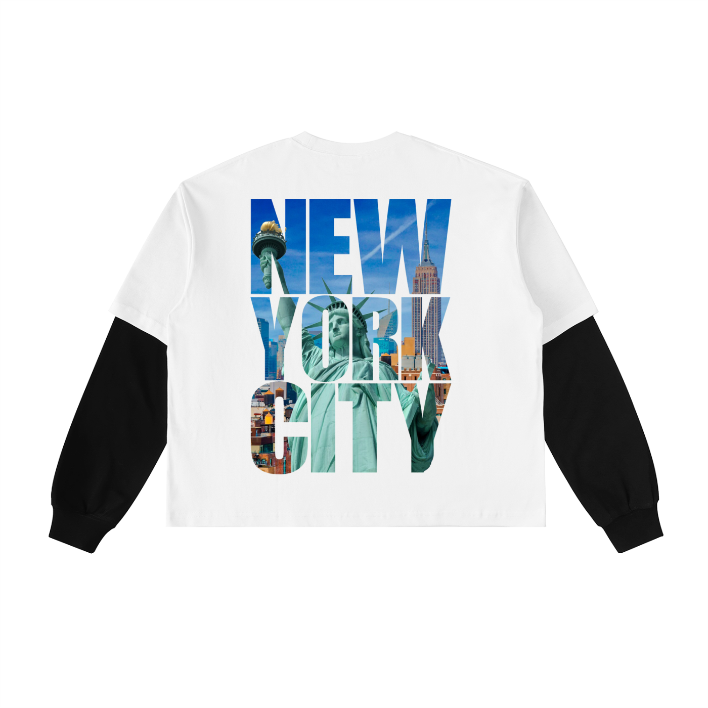 Layered Contrast Sleeve Cotton T-Shirt