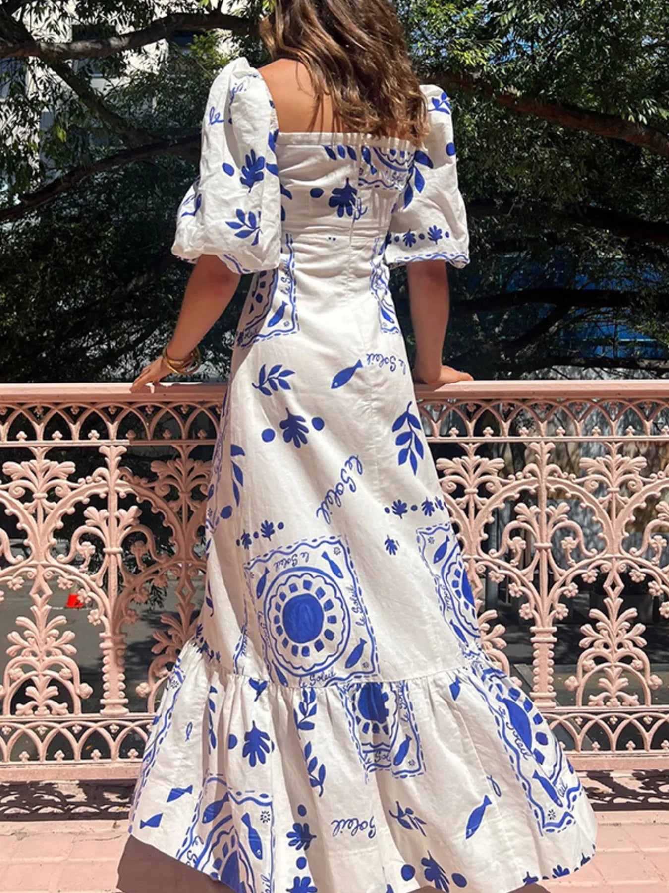 Floral Square Neck Puff Sleeve Maxi Dress with Ruffle Hem ollieeandellie.com Floral Square Neck Puff Sleeve Maxi Dress with Ruffle Hem ollieeandellie.com