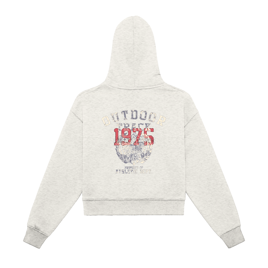 Fleeced Zip-Up Cropped Hoodie