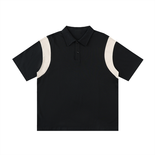 Contrast Panel Cotton Polo Shirt