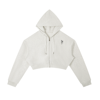 Essential Cropped Zip-Up Hoodie