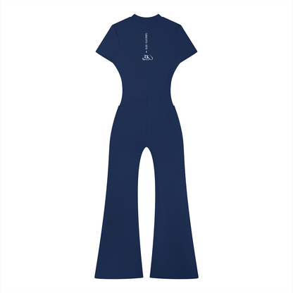 Women’s Tight Flared Leg Quarter-Zip Jumpsuit
