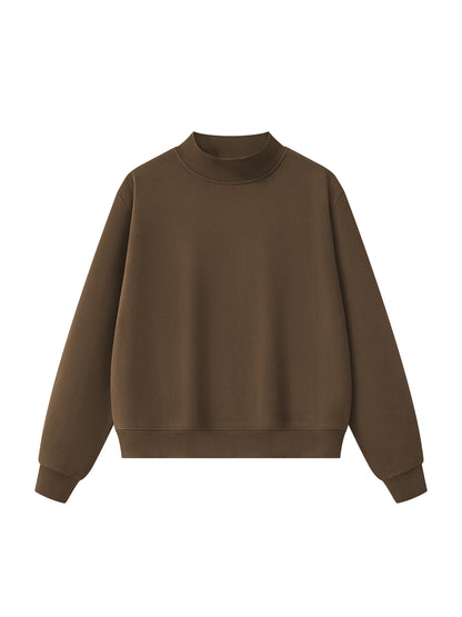 Essential Fleece Mock-Neck Crew Sweatshirt