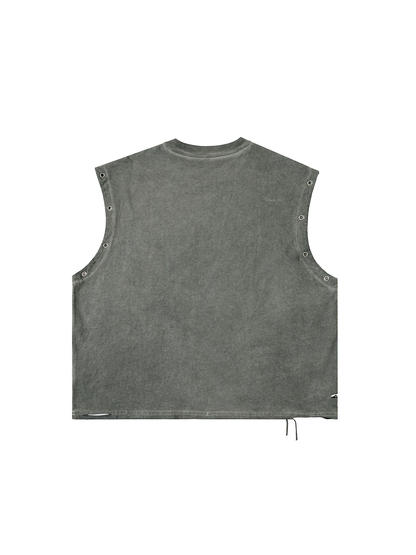 Distressed Grommet Eyelet Tank Top